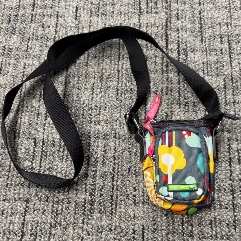 Lily Bloom Colorful Mini Crossbody Bag with Black Adjustable Strap